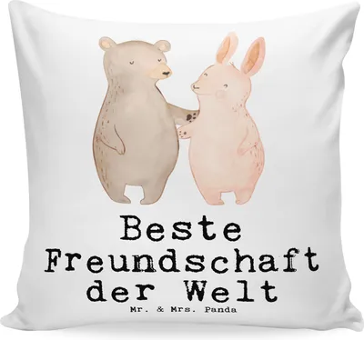 Produktbild von Mr. & Mrs. Panda kissen für sofa Hase Beste Freundschaft der Welt - Weiß - Geschenk, Freunde, Couchkissen, Geschenkidee, kuschelkissen 40x40, Dekokissen, Bae, Polster