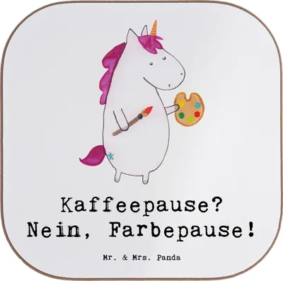 Produktbild von Mr. & Mrs. Panda Untersetzer für Gläser Künstlerin Farbepause - Weiß - Geschenk, Tassenuntersetzer, Pause, Kunstschaffende, Berufsalltag, kreative Geschenke, Tassen