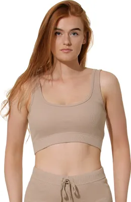 Produktbild von Kurztop für Damen aus 95% Baumwolle und 5% Elasthan mit Stretch-Qualität in Beige, Größe M