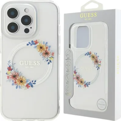 Produktbild von Guess Guhmp16Lhfwfct Iphone 16 Pro 6.3 Przeźroczysty/Transprent Hardcase Iml Blumen Kranz Magsafe