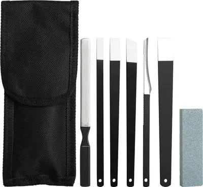 Produktbild von Professionelles 6-teiliges Pediküremesserset mit Aufbewahrungstasche - Edelstahl Hornhautklingen - Hornhautentferner und Hühneraugenfeile - Pediküremesser für Fußpflege