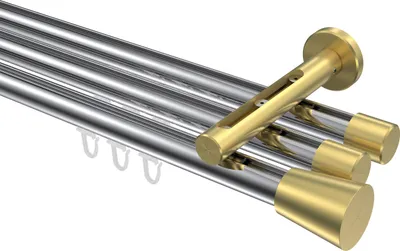 Produktbild von Interdeco Innenlaufstange / Gardinenstange mit Innenlauf Chrom / Messing-Optik, Typ Siteno Sitra (Konus), 20 mm Ø 3-läufig, 100 cm