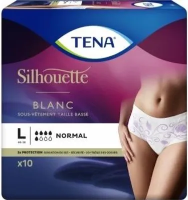 Image de Tena Silhouette Normal Blanc - Taille basse Large - 1 paquet de 10 protections