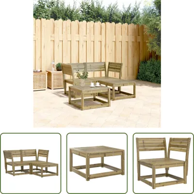 Produktbild von The Living Store 3-tlg. Garten-Sofagarnitur Kiefernholz Imprägniert
