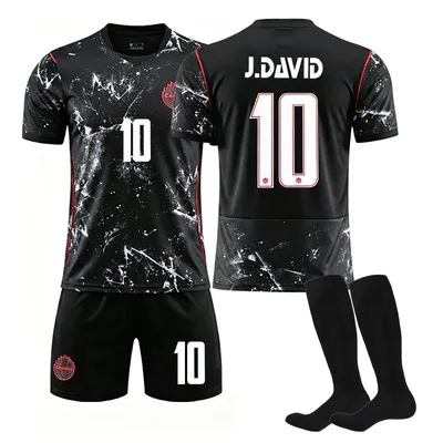 Immagine prodotto di #10 J.DAVID Maglia da calcio da trasferta del Canada per i Mondiali 2026 per bambini e adulti TAGLIA:S