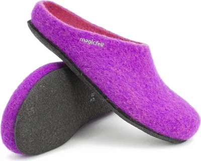 Image de Chaussons Magicfelt modèle 709 pour femmes et hommes - Pantoufles en Laine 100%, couleur violet, taille 37
