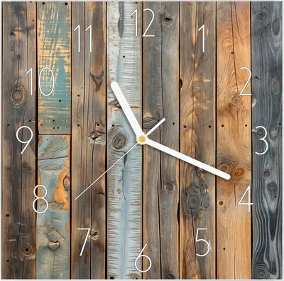 Produktbild von Wanduhr aus Glas mit Motiv Holzwandpaneele- 30 x 30 cm - inkl. Aufhängesystem