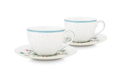 Produktbild von PIP STUDIO Jolie Dots Gold Tasse & Untertasse Set2