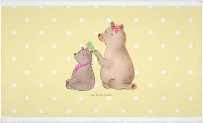 Produktbild von Mr. & Mrs. Panda Handtuch Bär Kind - Gelb Pastell - Geschenk, Baumwollhandtuch, Bären, gesichtstuch, Flauschtuch, Bruder, Muttertag, Händehandtuch, Mutter, Mama