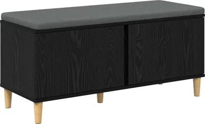 Obrázok produktu pre vidaXL Lavica do predsiene s vankúšmi čierny dubový vzhľad 60 x 38 x 46 cm