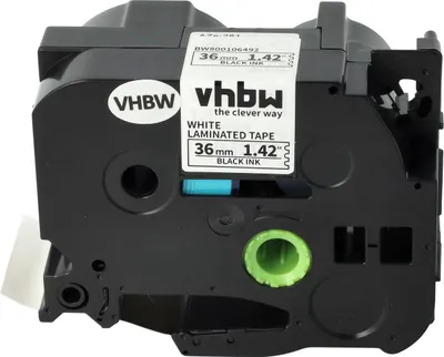 Produktbild von vhbw Schriftband-Kassette kompatibel mit Brother P-Touch 550A, 9200, 9500, 9200DX, 550, 9200PC, 3600 Etiketten-Drucker 8m x 36mm Schwarz auf Weiß