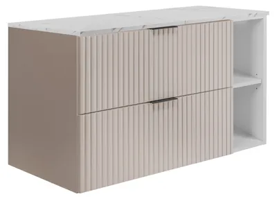 Obrázok produktu pre Závesná kúpeľňová skrinka, farba kašmír / vzhľad bieleho mramoru (MDF), 100 x 57 x 46 cm