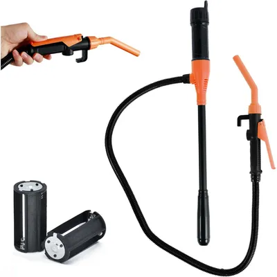 Produktbild von Tragbare elektrische Wasserpumpe aus ABS, Batteriebetriebene Förderpumpe für Benzin, Öl & Wasser, inkl. 90 cm Schlauch, automatische Siphonpumpe