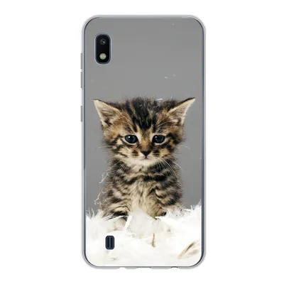 Produktbild von MuchoWow® Handyhülle Schutzhülle Hülle für Samsung Galaxy A10 Katze - Kätzchen - Federn Silikon Softcase Handy Hülle - Schutzhülle
