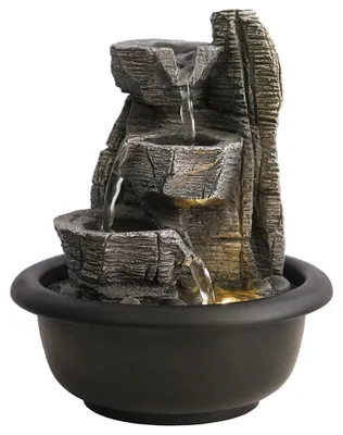 Produktbild von LED Zimmerbrunnen, Kunststoff, schwarz, Wasserfall, H 19 cm
