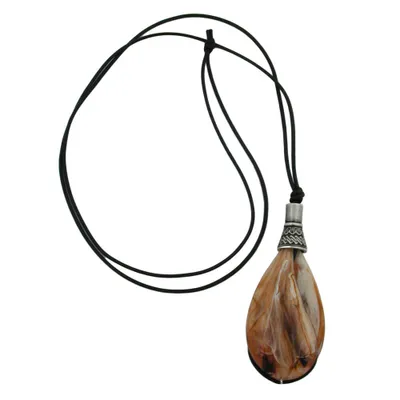 Produktbild von Kette 85x36mm Tropfen beige-braun-marmoriert 100cm braun 85x36mm