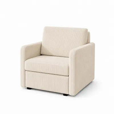 Produktbild von Sessel ARIA mit Schlaffunktion 95 × 84 x 95 cm in Creme Cordstoff Liegefläche 83 × 190 cm
