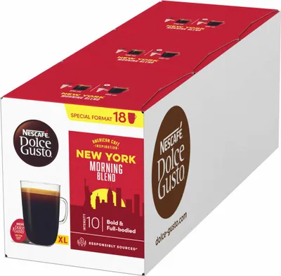 Produktbild von Nescafé Dolce Gusto New York Morning Blend XL 3er Set, Röstkaffee, 3 x 18 Kaffeekapseln / Portionen