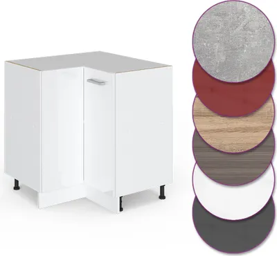 Produktbild von Eckunterschrank Vicco R-Line Weiß Hochglanz 75.6 cm ohne Arbeitsplatte, Model 29256