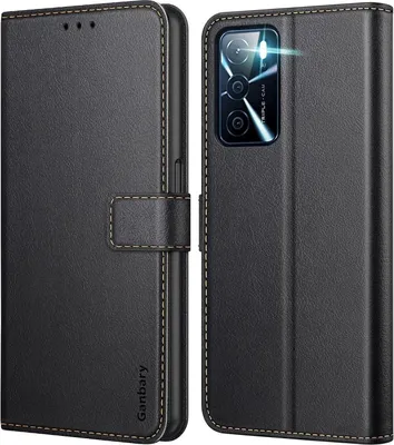 Immagine prodotto di Ganbary Oppo A54s/A16/A16s Custodia per cellulare in pelle nera Flipcase Stand Funzione