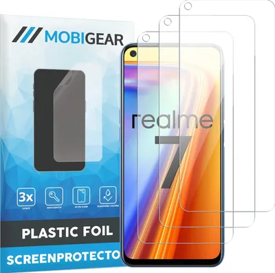 Produktbild von Mobigear Displayschutzfolie für Realme 7 – Schutzfolie, kompatibel mit Hüllen (3er-Pack)