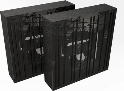 Produktbild von 2er-Pack - AbFuser Schallabsorption-Diffuse Akustikplatte | 50 x 50 cm | Farbe: (Schwarzer Glanzkunststoff, ABAFA (100 mm))