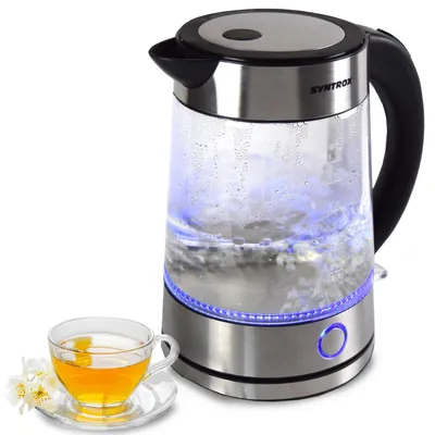 Produktbild von Syntrox Germany Glas-Wasserkocher 1,7L 2000W LED-Beleuchtung Edelstahl