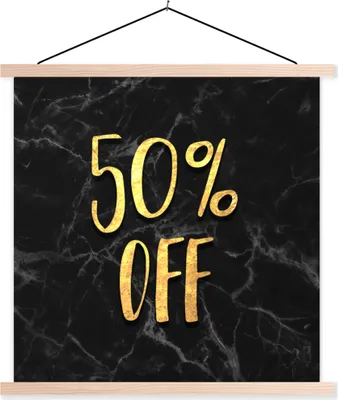 Produktbild von MuchoWow® Textilposter Verkauf - Gold - Marmor 40x40 cm mit holzfarbenen Rahmen - Posterleiste