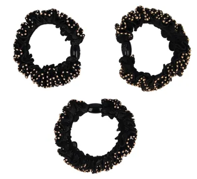 Produktbild von Parsa Beauty 00008514-200370, Hair tie, Schwarz, Gold, 3 Stück(e)