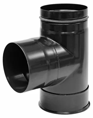 Produktbild von Raik Pelletrohr / Ofenrohr 120mm - Kapselknie ohne Dichtung (T-Stück) schwarz