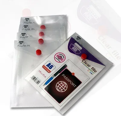 Zdjęcie produktu dla ARK 33591.1: Segregator na dokumenty z zapięciem na zatrzask, format A6, przezroczysty, 5 sztuk