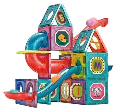 Image de Kit de construction « Circuit à billes avec panneaux magnétiques » - 78 pièces