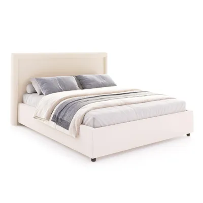 Produktbild von FDM Bett BUSCA Paris  90x200 cm Polsterbett mit Lattenrost aus Metall Bettkasten Stauraumbett Samt cream