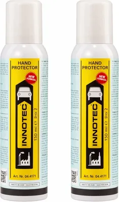 Immagine prodotto di 2 pezzi Innotec Hand Protector New Formula 150 ml – Spray protettivo contro sostanze altamente inquinanti come vernici, oli, grassi, stucchi, sigillanti, adesivi