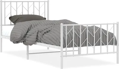 Produktbild von vidaXL Bettgestell mit Kopf- und Fußteil Metall Weiß 90x200 cm