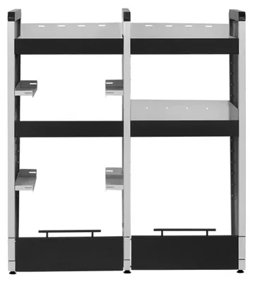 Produktbild von KFZ-Regal MRS PRO VAR5, Fahrzeugregal 110x101x40cm, Werkstatteinrichtung, mit L-Boxx-Halter & Ablagewannen, höhenverstellbar, inkl. Blenden für Transporter, Servicefahrzeuge, mobile Werkstatt
