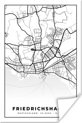 Produktbild von MuchoWow® Poster Friedrichshafen - Karte - Stadtplan - Karte 40x60 cm - Plakate für die Wand - Poster Babyzimmer