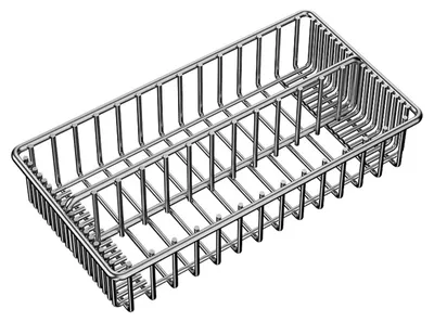 Besteck-Organizer aus Edelstahl, 2 Fächer, 29,5x15x6 cm