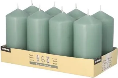 Produktbild von 8 Stumpenkerzen Ø 47 mm · 100 mm blaugrün