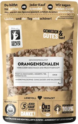 Produktbild von Orangenschalen, Stücke, zum Kochen, Dekorieren und für Tee, 100g