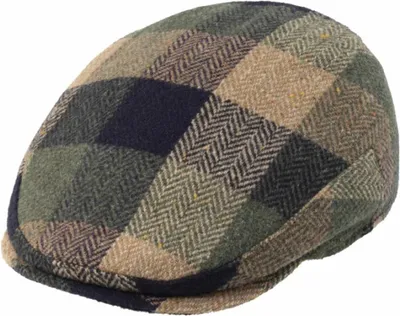 Fiebig Flatcap Wolle Fischgrät-Karo in oliv