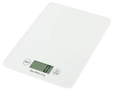 Küchenwaage 5 kg, LCD, Touch-Taste, Tara, weiß, gehärtetes Glas