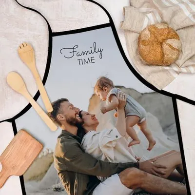 Produktbild von Kochschürze Personalisiert mit Foto und Text | Grillschürze | Küchen Schürze | Personalisieren Sie 100% der Oberfläche