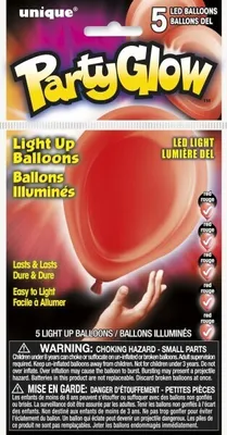 Produktbild von Unique 5er Set rote Ballons mit integrierter LED-Beleuchtung, ca. 25 cm Durchmesser