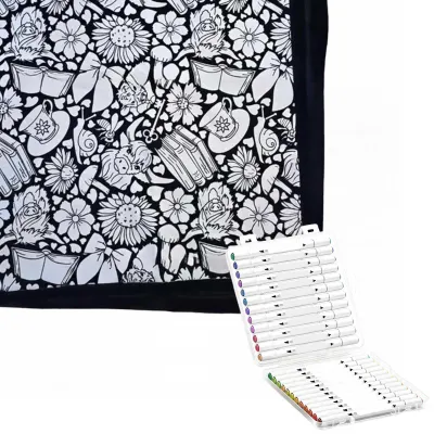 Produktbild von DIY-Maldecke: Gestalte deine eigene Decke mit 24 Stiften. Individuell gestaltbare, waschbare Kuscheldecke für Zuhause, Partys und Kunstprojekte.