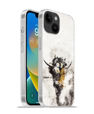 Produktbild von MuchoWow® Handyhülle Schutzhülle Hülle für Apple iPhone 14 - Softcase Schottischer Highlander - Farbe - Blumen Silikon Softcase Handy Hülle - Mobiltelefonhülle