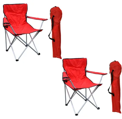 Image de set de 2 fauteuils de pêche avec porte-gobelet et sac pouvant supporter jusqu'à 120kg