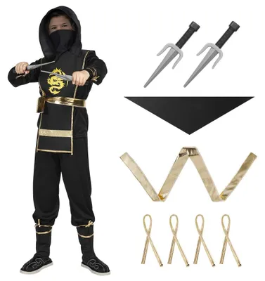 Ninja-Kostüm für Kinder, Deluxe-Set mit Zubehör, Halloween