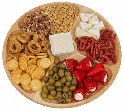 Produktbild von Woodcarver Drehbare Servierplatte mit 4 Fächern für Snacks