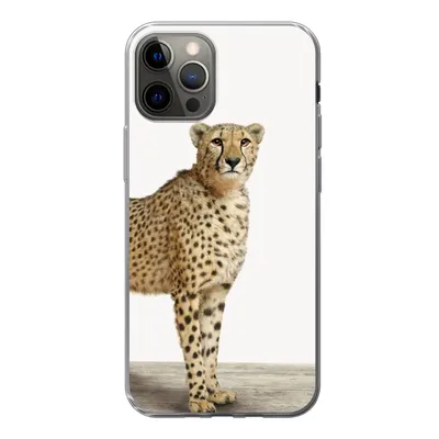 Produktbild von MuchoWow® Handyhülle Schutzhülle Hülle für iPhone 12 Pro Leopard - Tiere - Weißer Hintergrund - Kinder - Jungen - Mädchen Silikon Softcase Handy Hülle - Abdeckung
